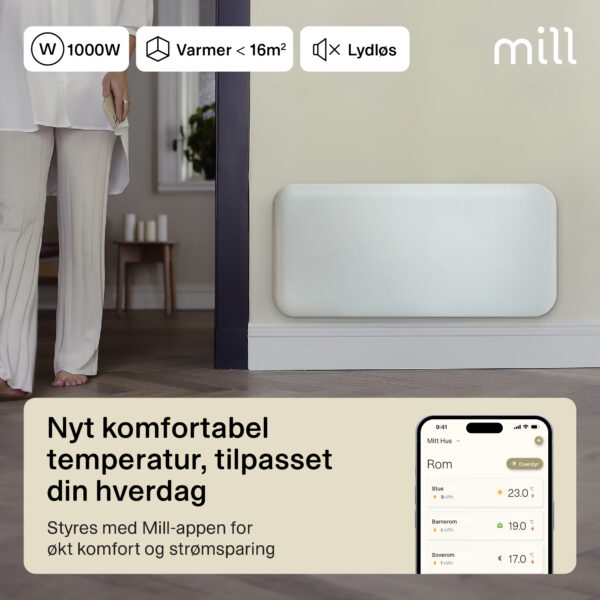 Panelni konvekcijski radiator Mill Wi-Fi 1000W, bel jeklo PA1000WIFI4 - slika 6