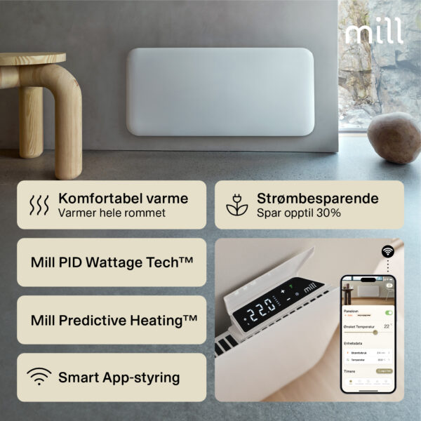Panelni konvekcijski radiator Mill Wi-Fi 1000W, bel jeklo PA1000WIFI4 - slika 7