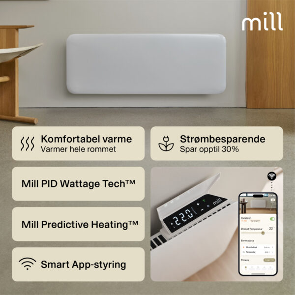Panelni konvekcijski radiator Mill 1300W, bel jeklo PA1300WIFI4 - slika 4