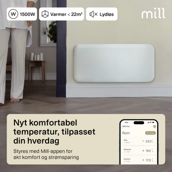 Panelni konvekcijski radiator Mill Wi-Fi 1500W, bel jeklo PA1500WIFI4A - slika 4