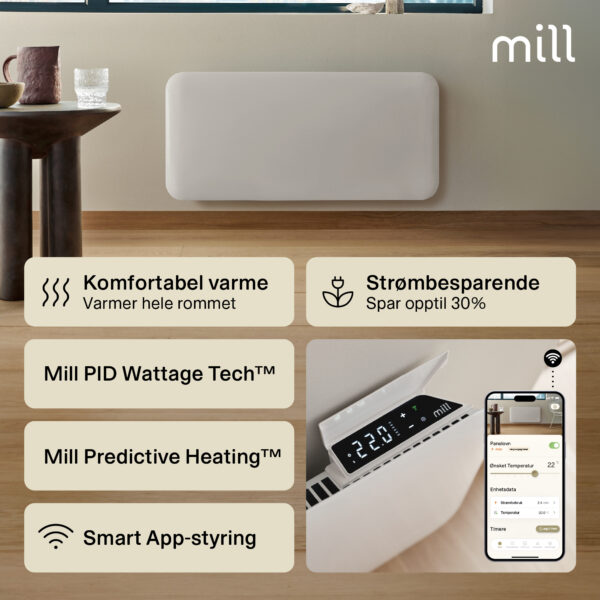Panelni konvekcijski radiator Mill Wi-Fi 1500W, bel jeklo PA1500WIFI4A - slika 5