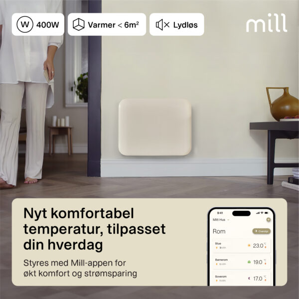 Panelni konvekcijski grelnik Mill Wi-Fi 400W, bel jeklo PA400WIFI4 - slika 2