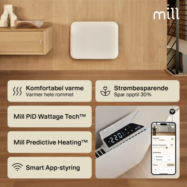 Panelni konvekcijski grelnik Mill Wi-Fi 400W, bel jeklo PA400WIFI4 - slika 3